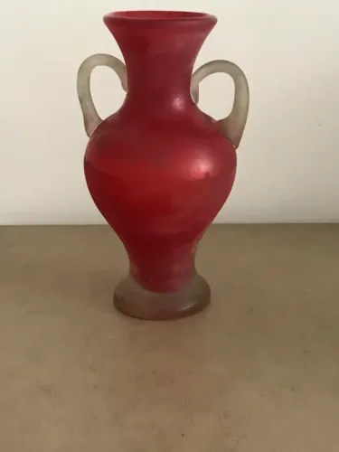 Vaso Ânfora em Vidro Fosco Vermelho - Decoração Clássica 25 cm