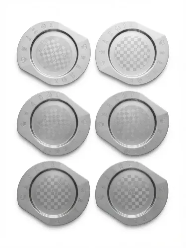 Jogo com 6 Porta-Copos Vintage Pralinox em Inox 18/8 - Tema Xadrez