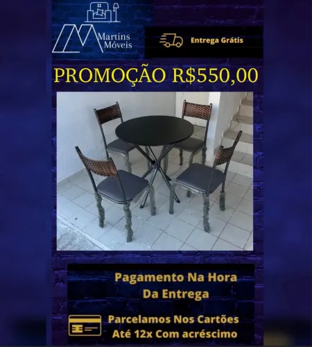 GRANDE PROMOÇÃO MESA 04 CADEIRAS ENTREGA GRÁTIS ACEITA CARTÃO.