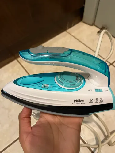 Ferro de Passar Roupa a Vapor Philco - Travel Ceramic Azul