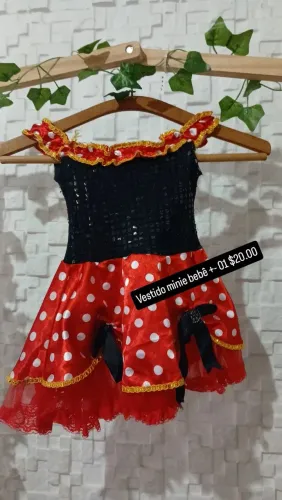 Fantasia  minie bebê vest 6 meses a 1 ano 