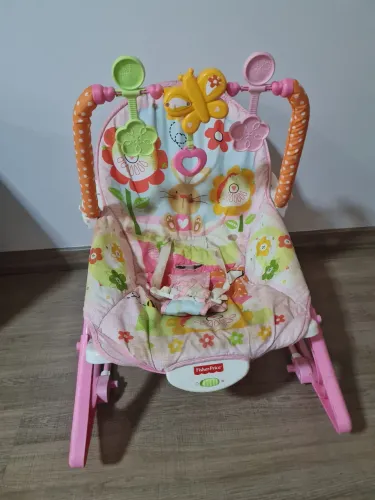 Cadeira de descanso, com balanço e função para tremer.  Fischer price