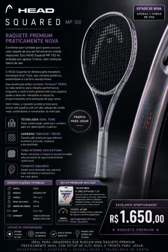 Raquete de Tenis HEAD Squared 100 L3 - com 3 hora de uso!