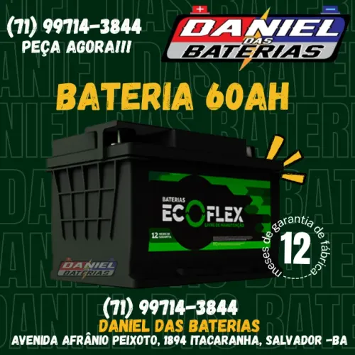 Bateria de carro 60 amper Ecoflex, em Salvador - Bahia