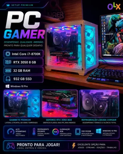 PC GAMER COMPLETO - RTX 3050 | i7 | 32GB RAM