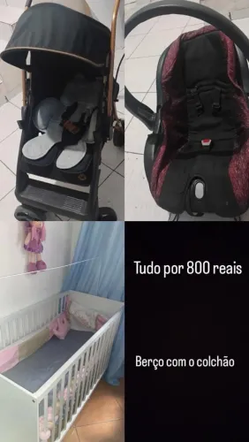 Berço carrinho e bebê conforto todos semi-novos