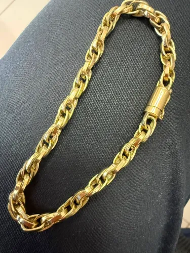 Pulseira Tijolinho Dupla de ouro 14.64g 18k procedência garantia eterna