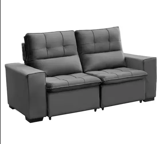 Sofá Retrátil 4 Lugares Petrópolis Cinza Suede