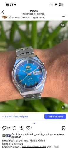 Orient azul relógio automático