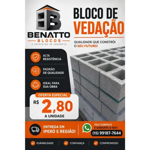 BLOCOS DE CONCRETO VEDAÇÃO 14x19x39