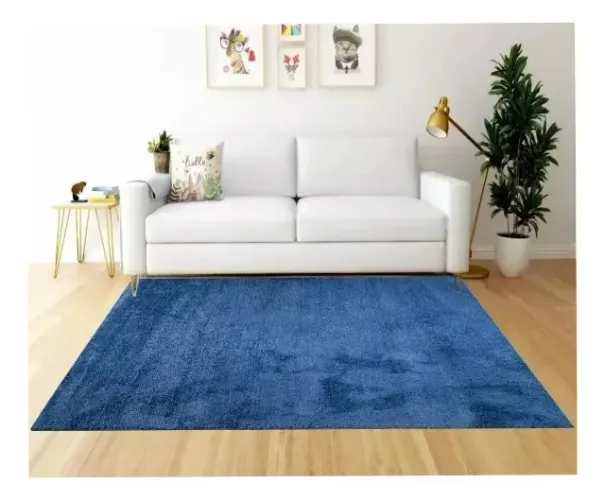 tapete sintetico felpudo macio 100x1,60m sala quarto estudio foto ko-20-azul m