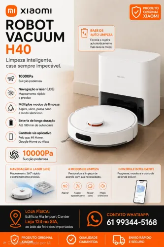 Robô Aspirador Xiaomi H40 com Base, Novo Lacrado, Loja Física, Garantia, Parcelamos