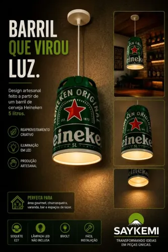Luminária Pendente de Barril Heineken