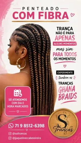 Penteado com fibra trança Ghana braids