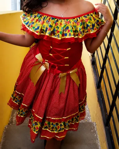 Vestido Junino Infantil 12 Anos - São João Luxo Vermelho