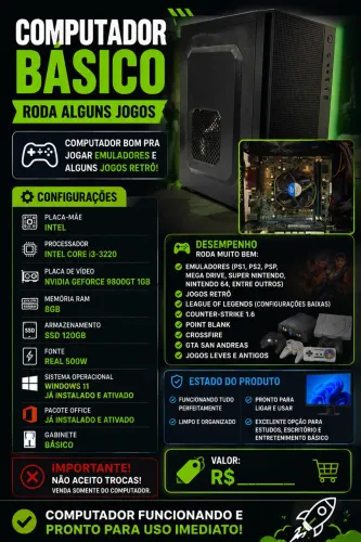 Computador Gamer Básico / Retro Gamer - Pronto para Usar!