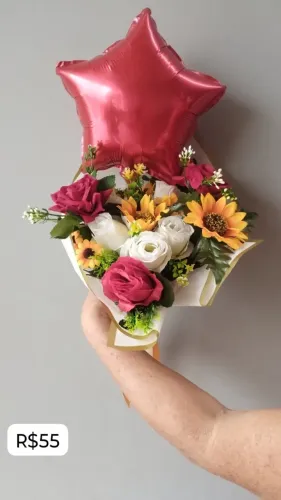 Buquês de Flores Artificiais Realistas (Com e Sem Bombom) - Entrego em CG