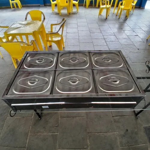 Balcão térmico de aço inoxidável para buffet self-service. LEIA A DESCRIÇÃO 