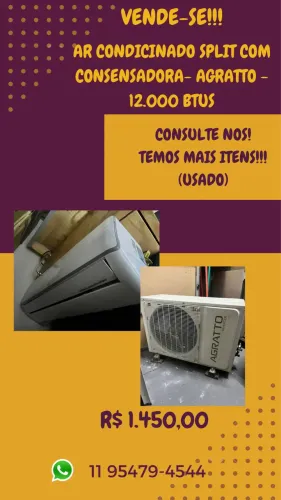 Ar condicionado 12.000BTUS com condensadora Agratto