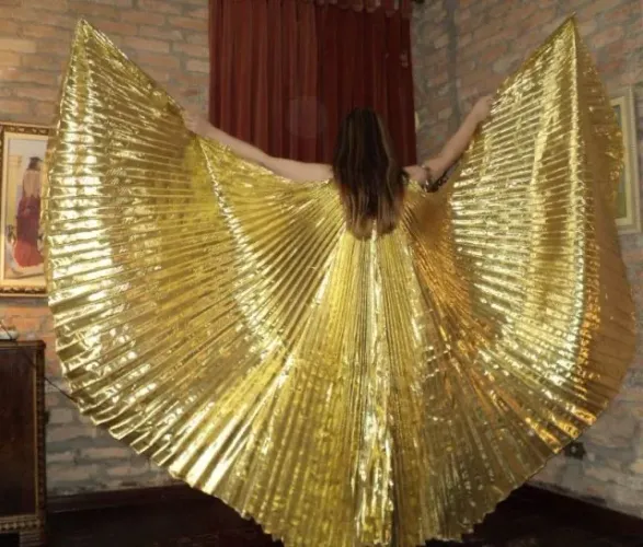 Véu wings ouro egípcio 6m varetas e mochila 