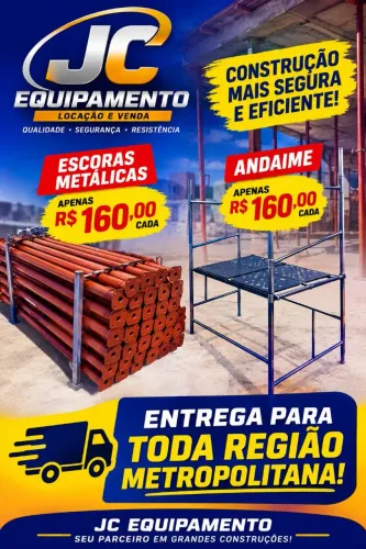 Escoras e andaime com entrega para toda região metropolitana