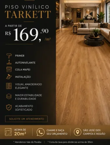 ? PISO VINÍLICO TARKETT INSTALADO A PARTIR DE R$ 169,90/m²