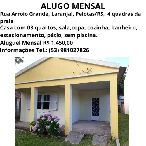 Alugo casa mensal no Laranjal