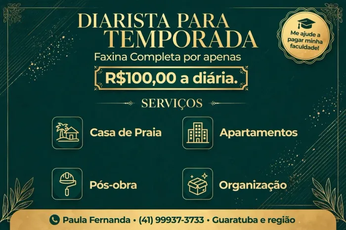 DIARISTA PARA TEMPORADA
