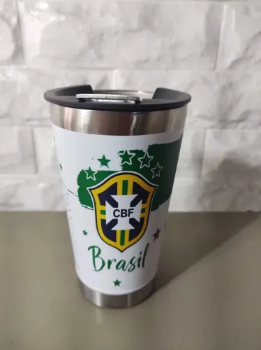 COPO TÉRMICO BRASIL 473ML O PRESENTE PERFEITO PARA TORCEDORES