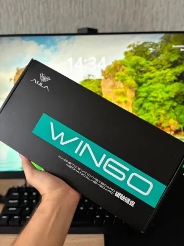 Novo! Teclado Magnético AULA WIN60 HE - Branco 8000hz - Switch Greywood Magnetic
