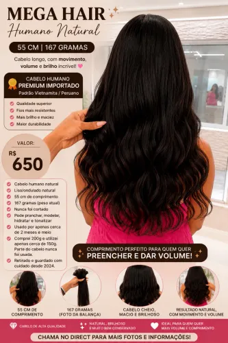 Cabelo Humano Premium Importado (padrão Vietnamita/Peruano)