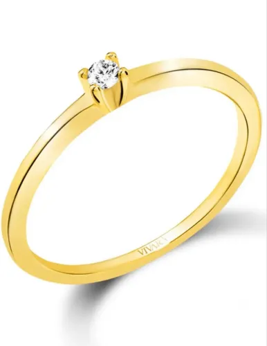 Anel solitário de ouro com diamante Vivara