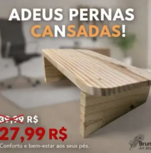 Descanso, apoio de pés para manicure o escritório. Pinus crú<br><br>