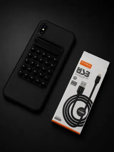 iPhone XS Max + capa couro + cabo turbo