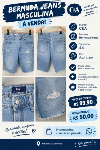 Bermuda jeans azul claro slim (C&A)