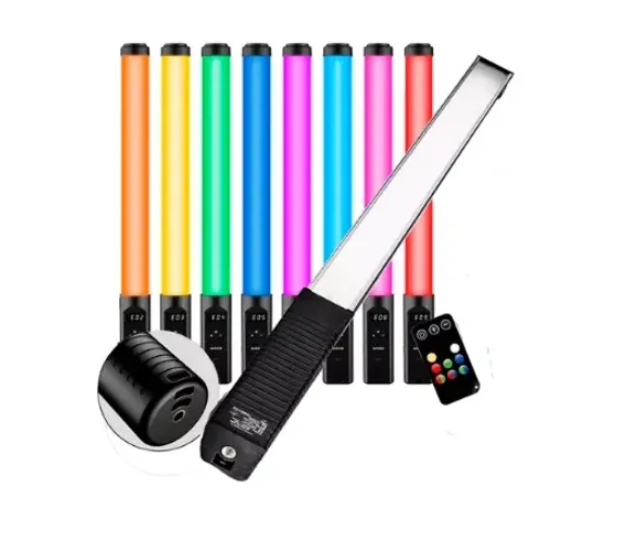 Bastão LED rgb Luxceo profissional recarregável pronta entrega