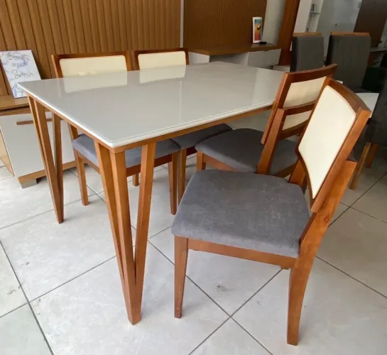 Mesa de Jantar com 4 Cadeiras Madeira Maciça Entrega Rápida
