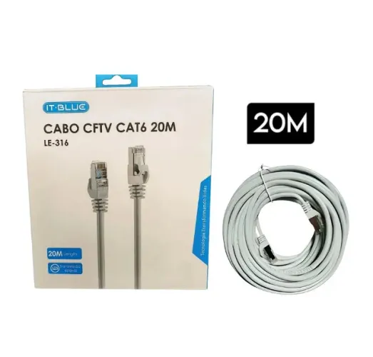 Cabo de Rede CFTV CAT6 20 Metros It-Blue