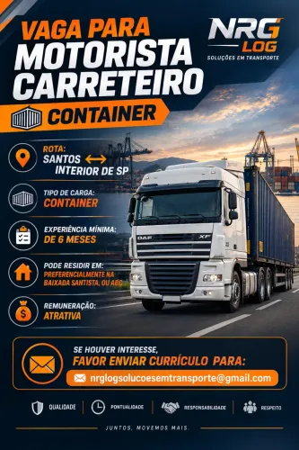 Motorista Carreteiro - Cat. E - container