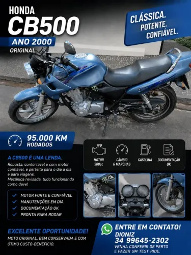 Honda CB500 | 2000 | Original | mecânicoa em dia | documentação ok