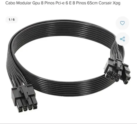 Cabo Modular Gpu 8 Pinos Pci-e 6 E 8 Pinos 65cm Corsair Xpg