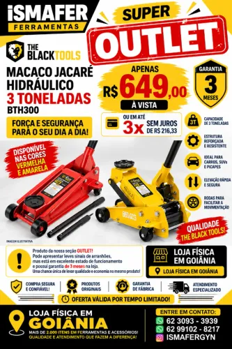 Macaco Hidráulico Tipo Jacaré Profissional 3 ToneladasThe Black Tools