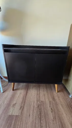 Buffet Aparador Preto 90 cm com 2 Portas e Prateleiras