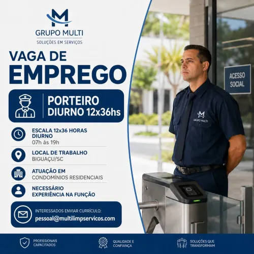 PORTEIRO DIURNO 12X36Hs - BIGUAÇU