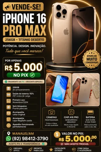iPhone 16pro max 256gb seminovo