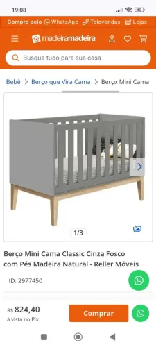 Berço + cama babá modelo retro