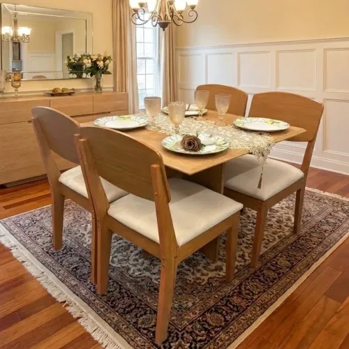 Mesa de Jantar 90x90 com 4 Cadeiras Entrega Rápida