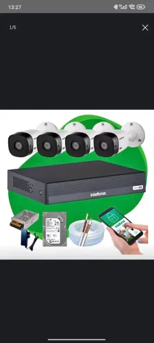 Kit Intelbras DVR 4 câmeras e instalação completa 