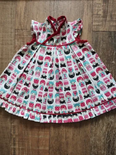 Vestido infantil branco estampa oriental - Tamanho 3 (USADO)