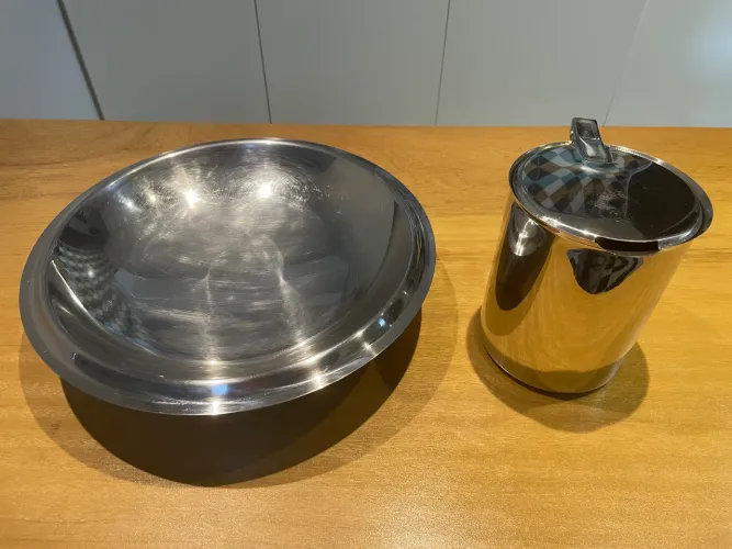 Fruteira e jarra em inox para servir 